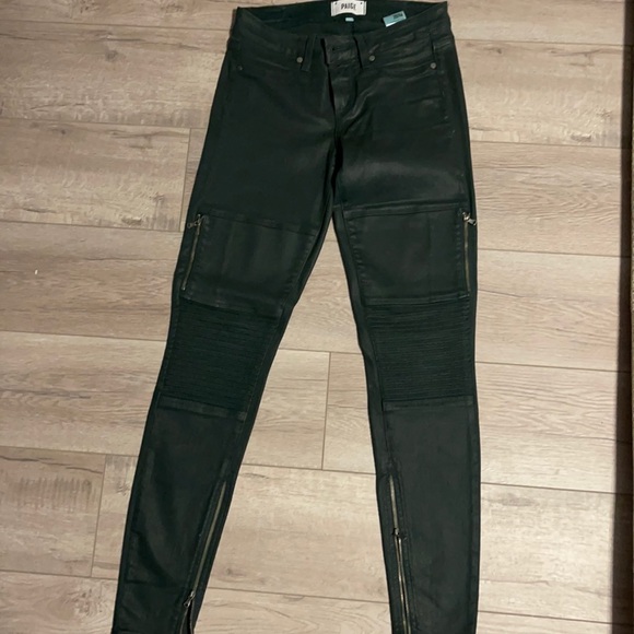 Paige Coated Moto Jeans 